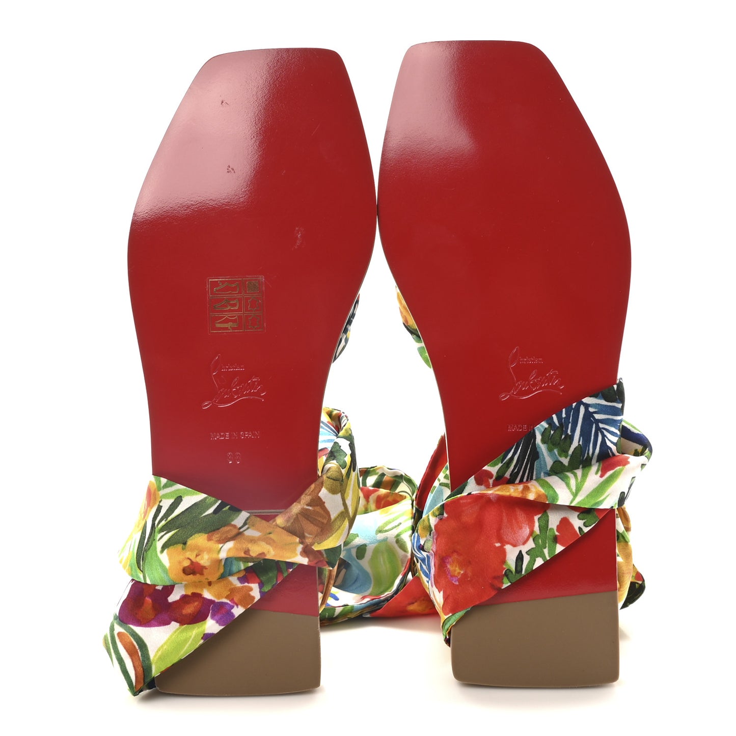 Calfskin Crocodile Embossed Crepe Satin Floral Niloofar Flat Sandals 38 Multicolor Biscotto
