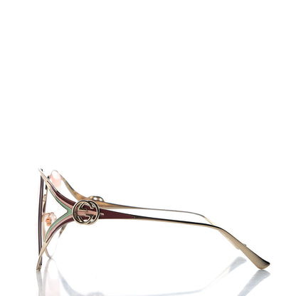 Gucci Metal Oversized Round Frame GG0225S Sunglasses Gold 3 of 9