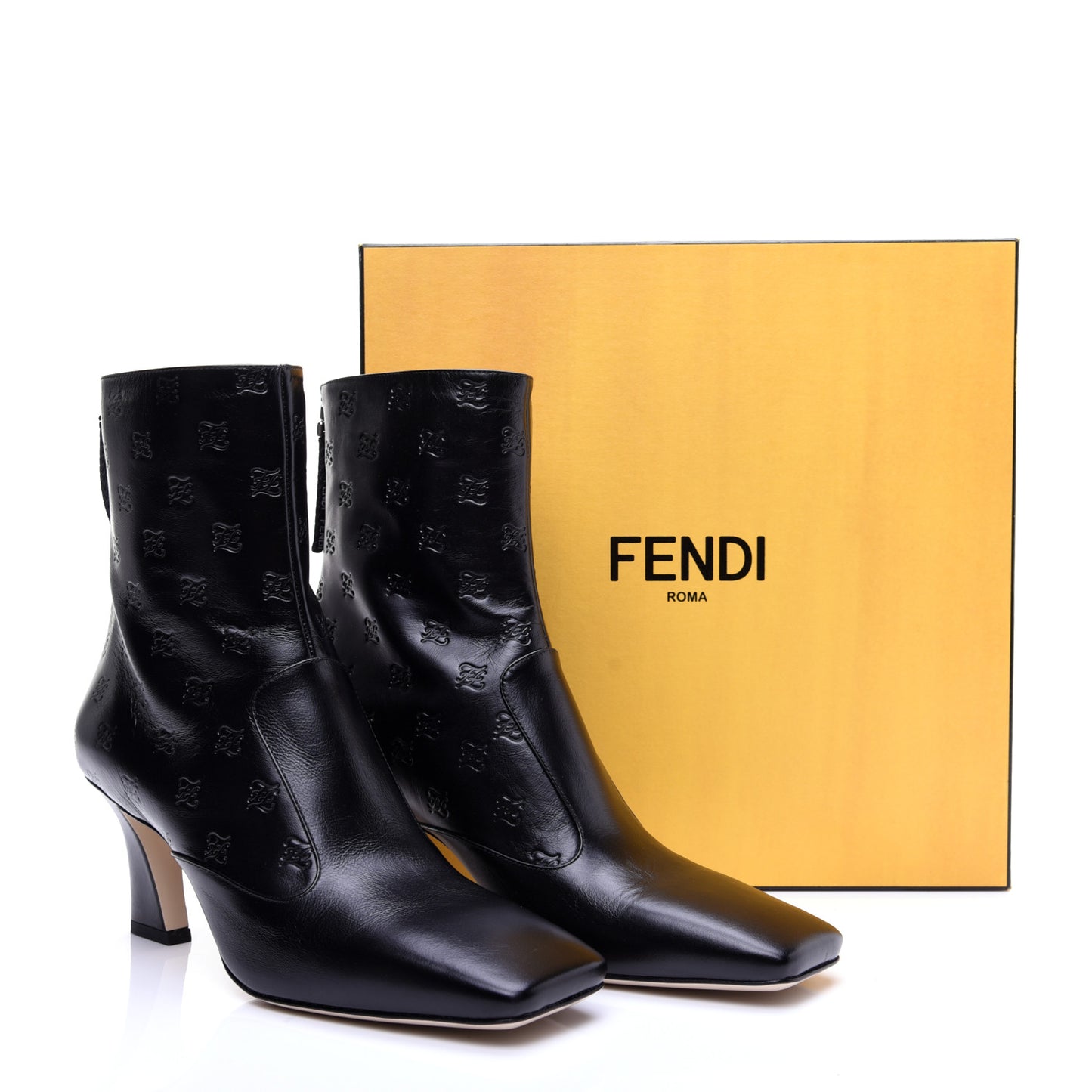 Vitello Karligraphy Embossed FFreedom Ankle Boots 39 Black