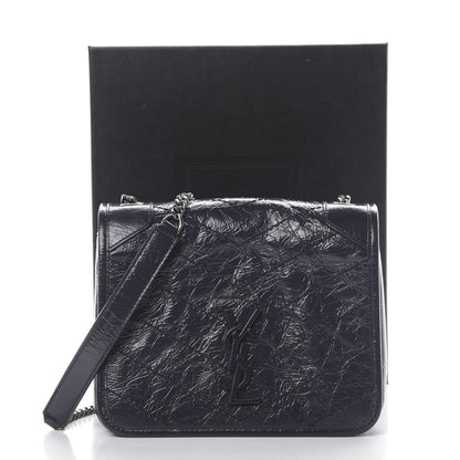 Saint Laurent Crinkled Calfskin Matelasse Monogram Niki Chain Wallet Deep Marine 10 of 10