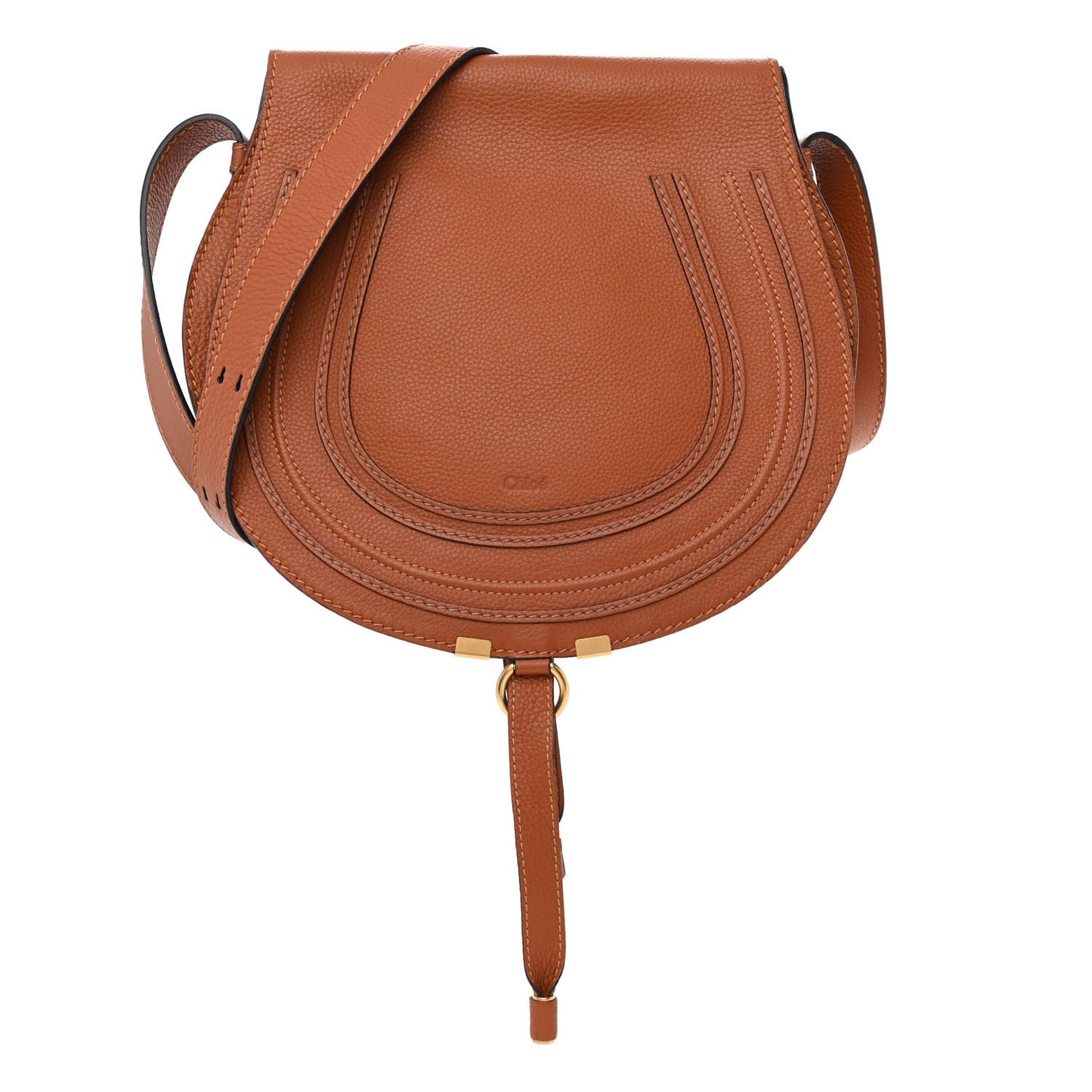 Calfskin Medium Marcie Round Crossbody Bag Tan