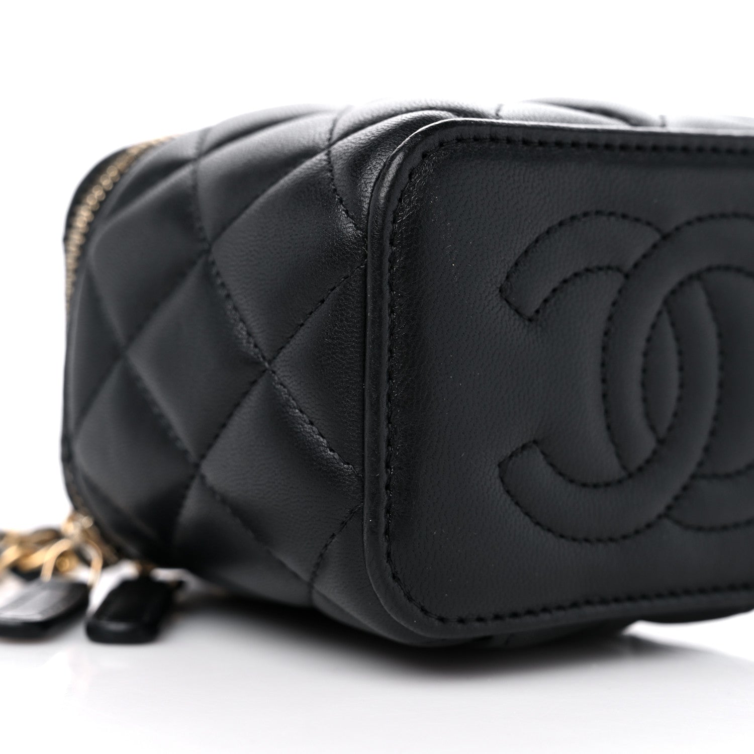 Chanel Lambskin Quilted Metal Mini Top Handle Vanity Case With Chain Black 8 of 11