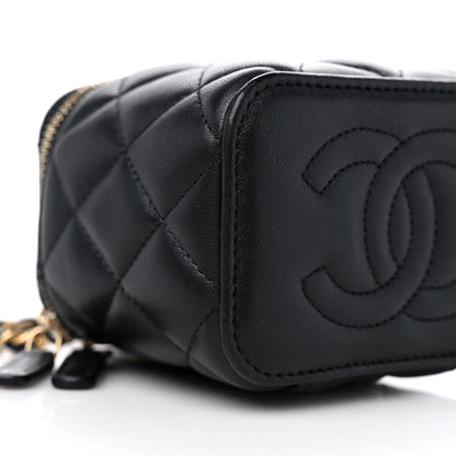 Chanel Lambskin Quilted Metal Mini Top Handle Vanity Case With Chain Black 8 of 11