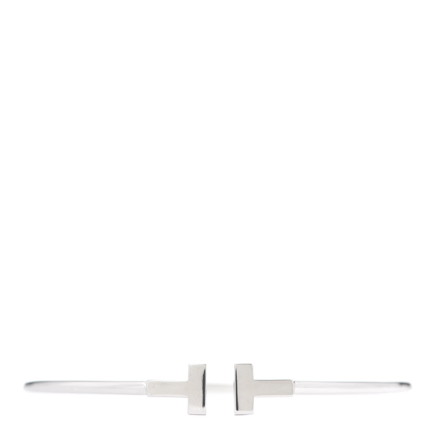 Tiffany 18K White Gold Narrow T Wire Bracelet 1 of 6