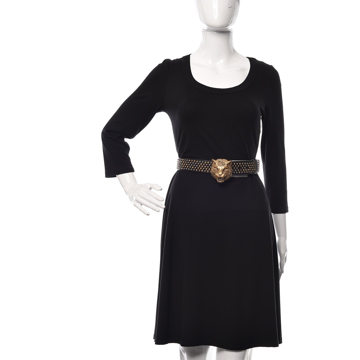 Calfskin Studded Feline Belt 100 40 Black