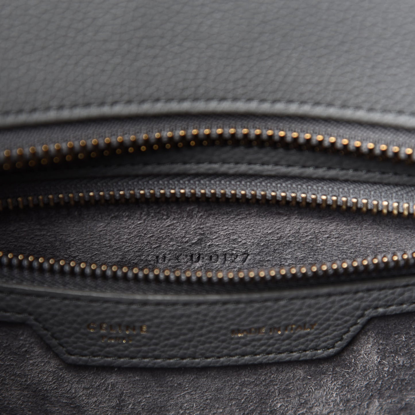 Drummed Calfskin Micro Luggage Kohl