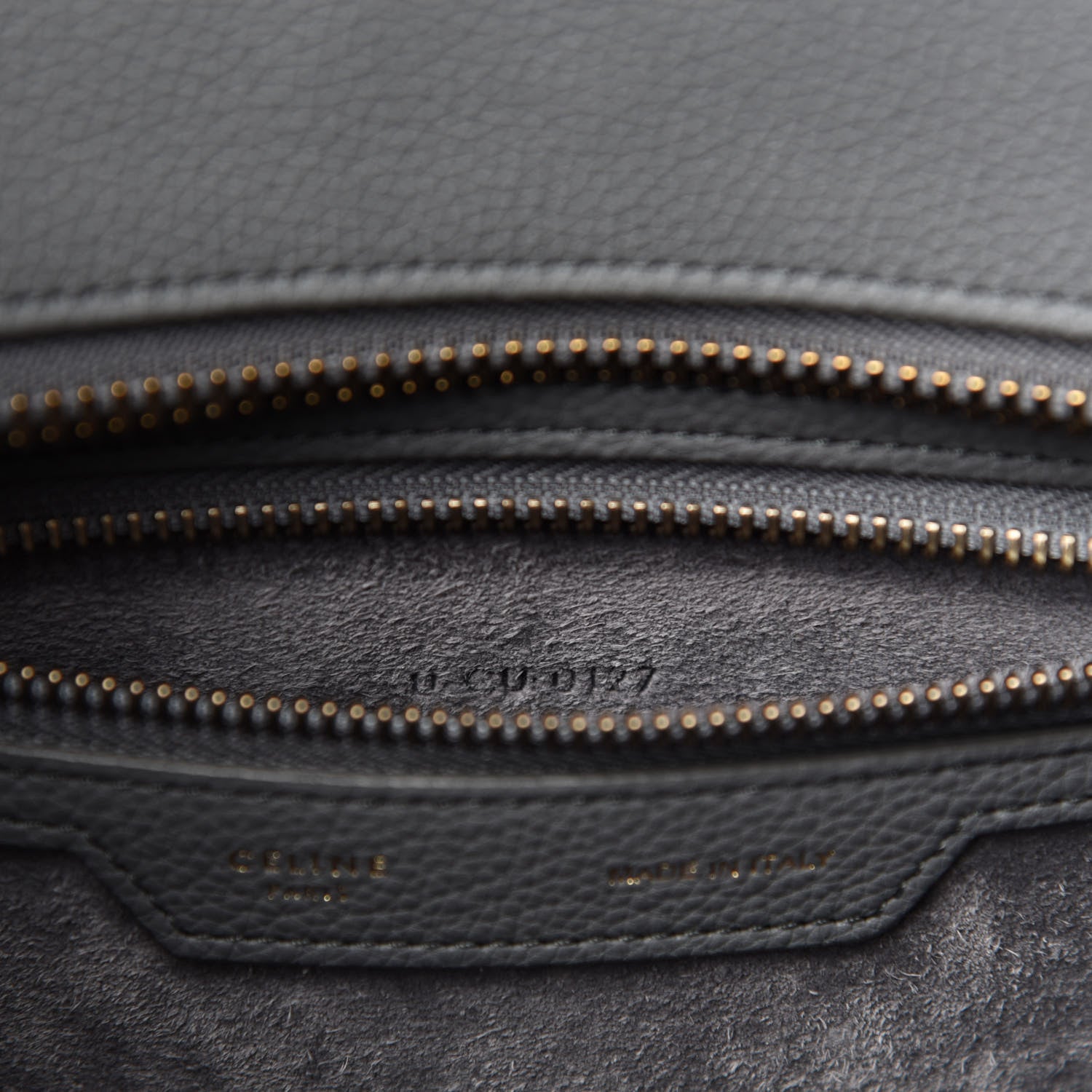 Celine Drummed Calfskin Micro Luggage Kohl 9 of 10