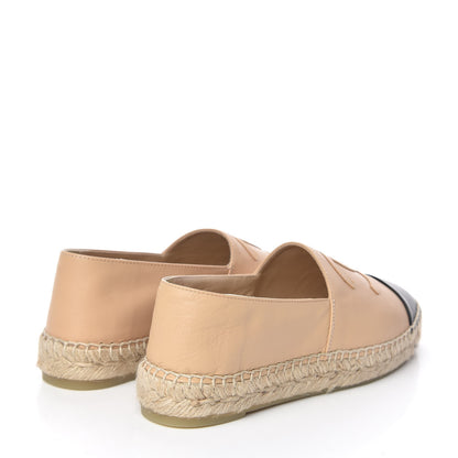 Chanel Lambskin CC Espadrilles 36 Beige Black 4 of 11