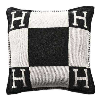 Hermes Wool Cashmere Avalon Pillow PM Ecru Gris Fonce 2 of 3