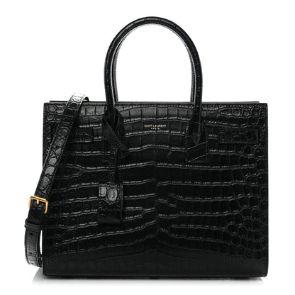 Saint Laurent Calfskin Crocodile Embossed Baby Sac De Jour Black 1 of 11