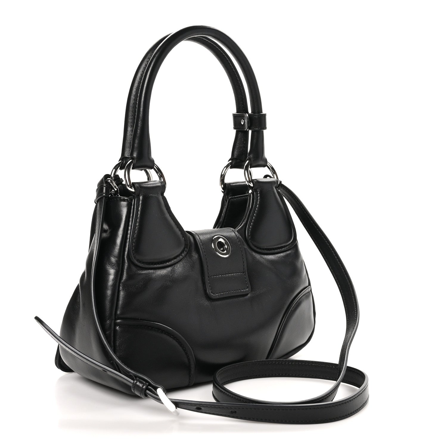 Prada Nappa Soft Padded Re-Edition 2002 Moon Bag Black 3 of 9