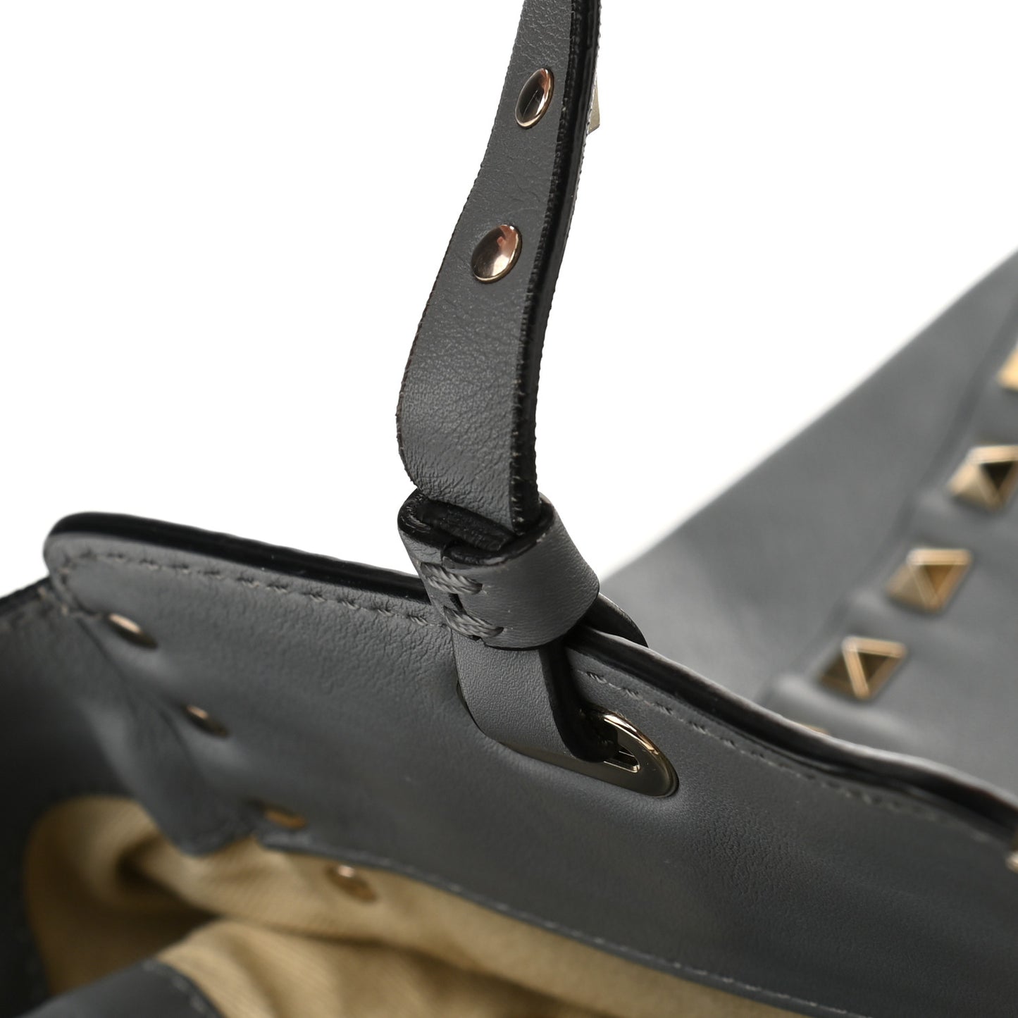 Vitello Medium Rockstud Tote Grey