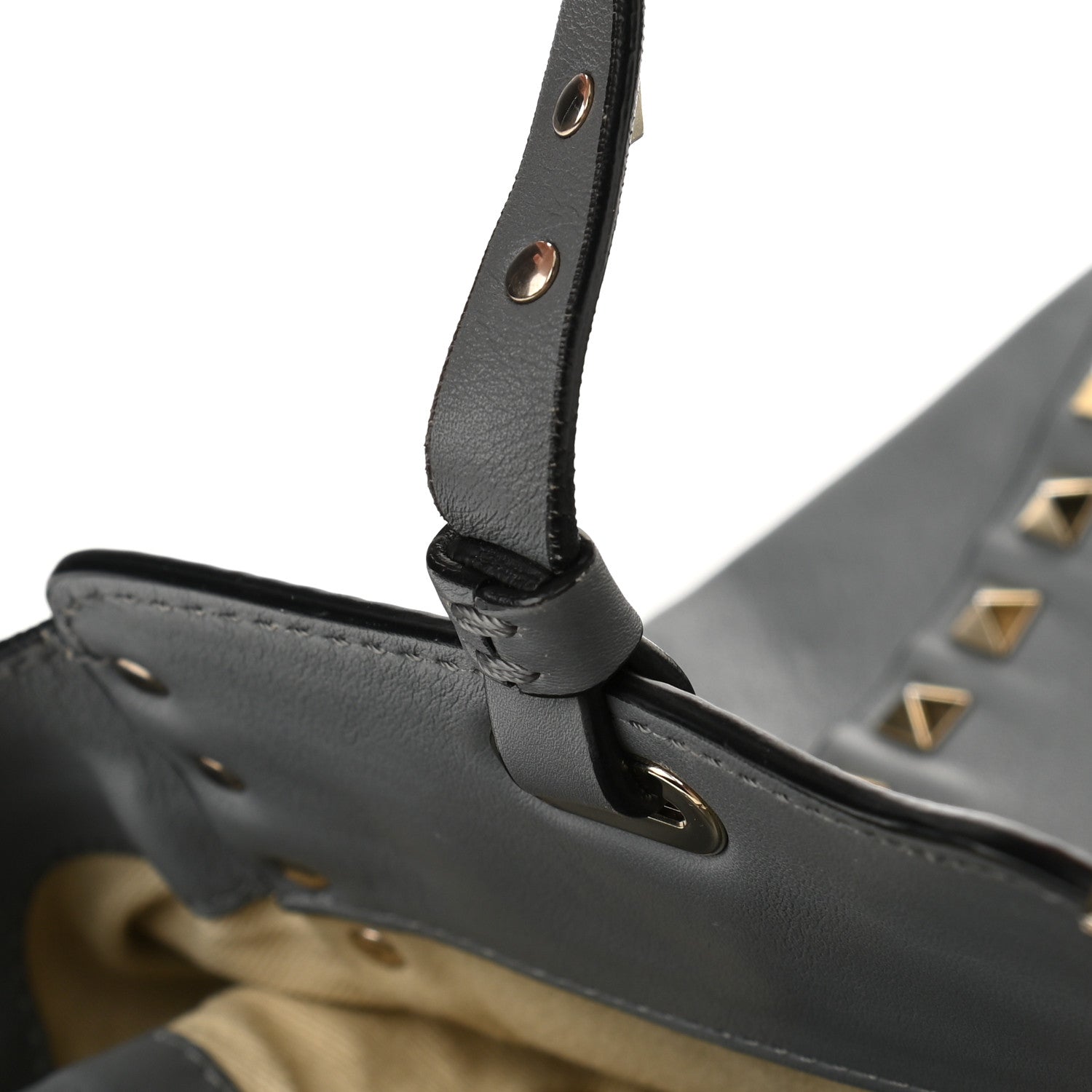 Valentino Garavani Vitello Medium Rockstud Tote Grey 12 of 16