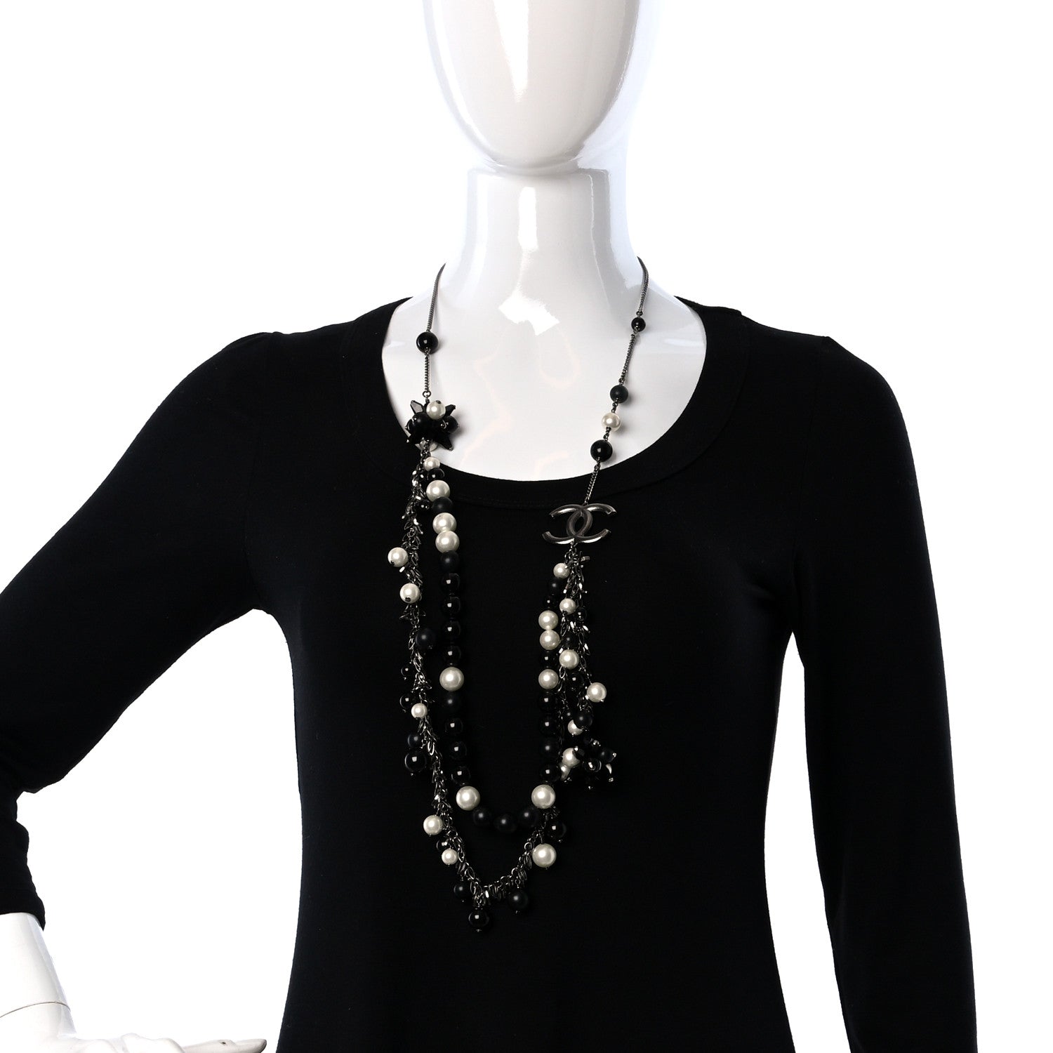 Chanel CC Multi Charm Necklace Ruthenium Black 2 of 4