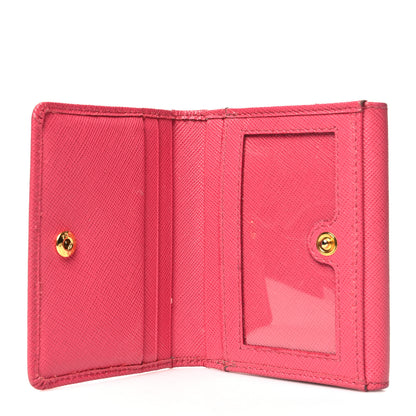 Prada Saffiano Tri Fold Compact Wallet Peonia 5 of 15