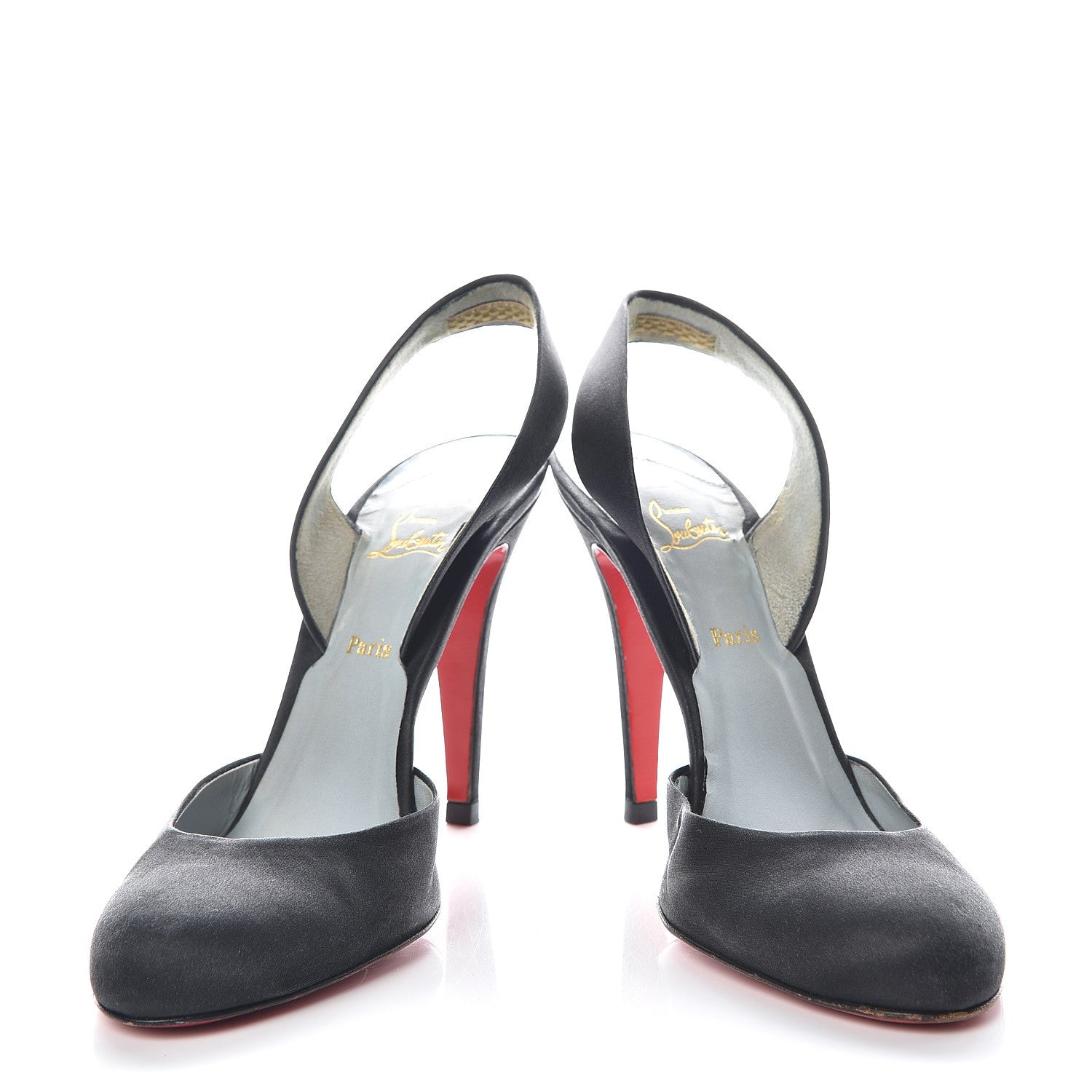 Christian Louboutin Satin Slingback 100 Pumps 38.5 Black 5 of 17
