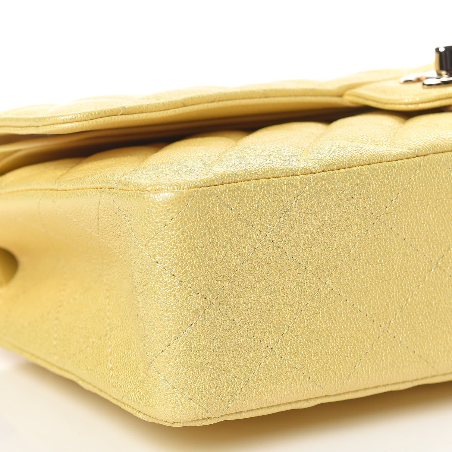 Chanel Iridescent Caviar Quilted Medium Double Flap Yellow 6 of 10