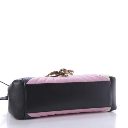 Gucci Calfskin Bamboo Trapuntata Queen Margaret Top Handle Bag Blue Agata Hibiscus Red Mystic White Sugar Pink 4 of 9