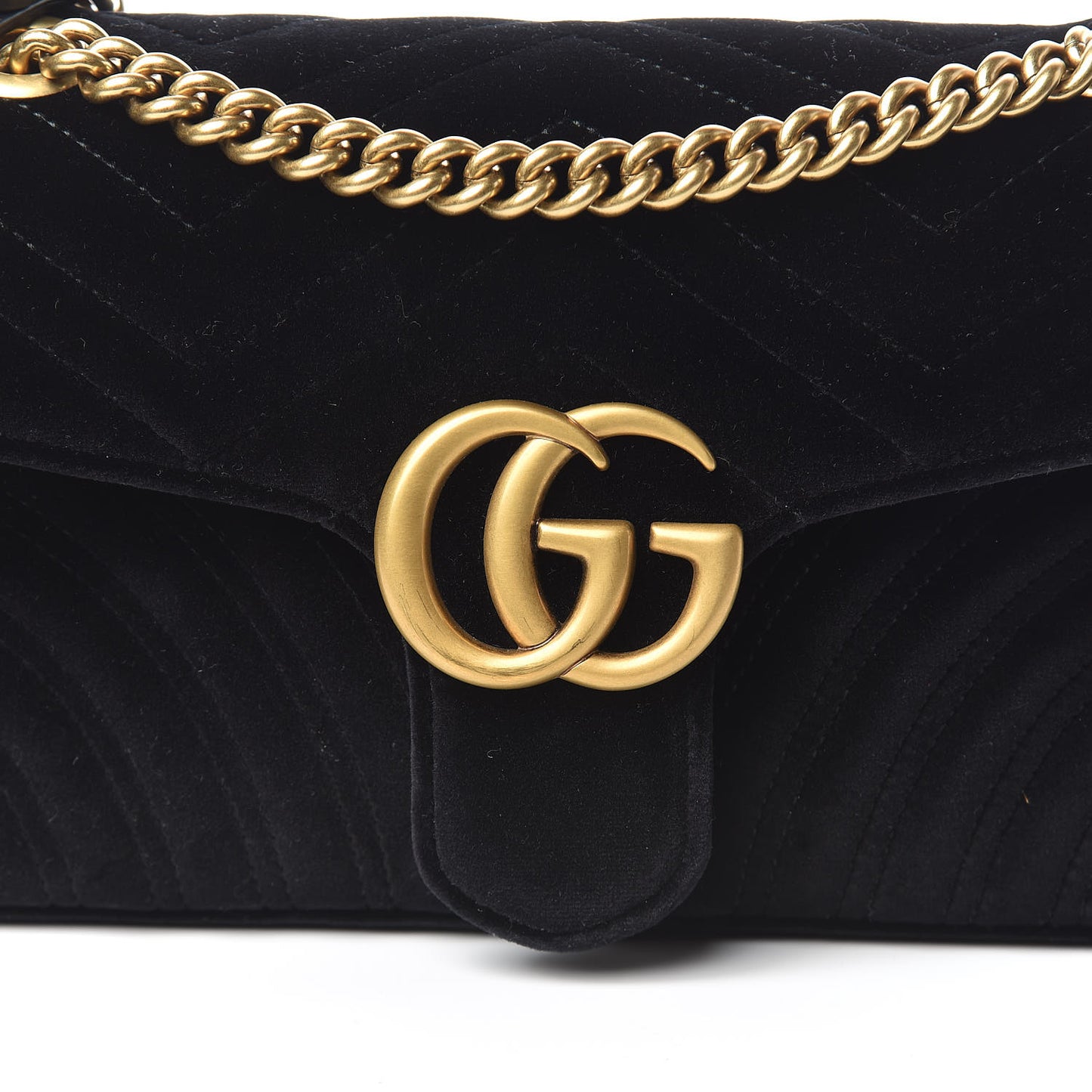 Velvet Matelasse Small GG Marmont Shoulder Bag Black