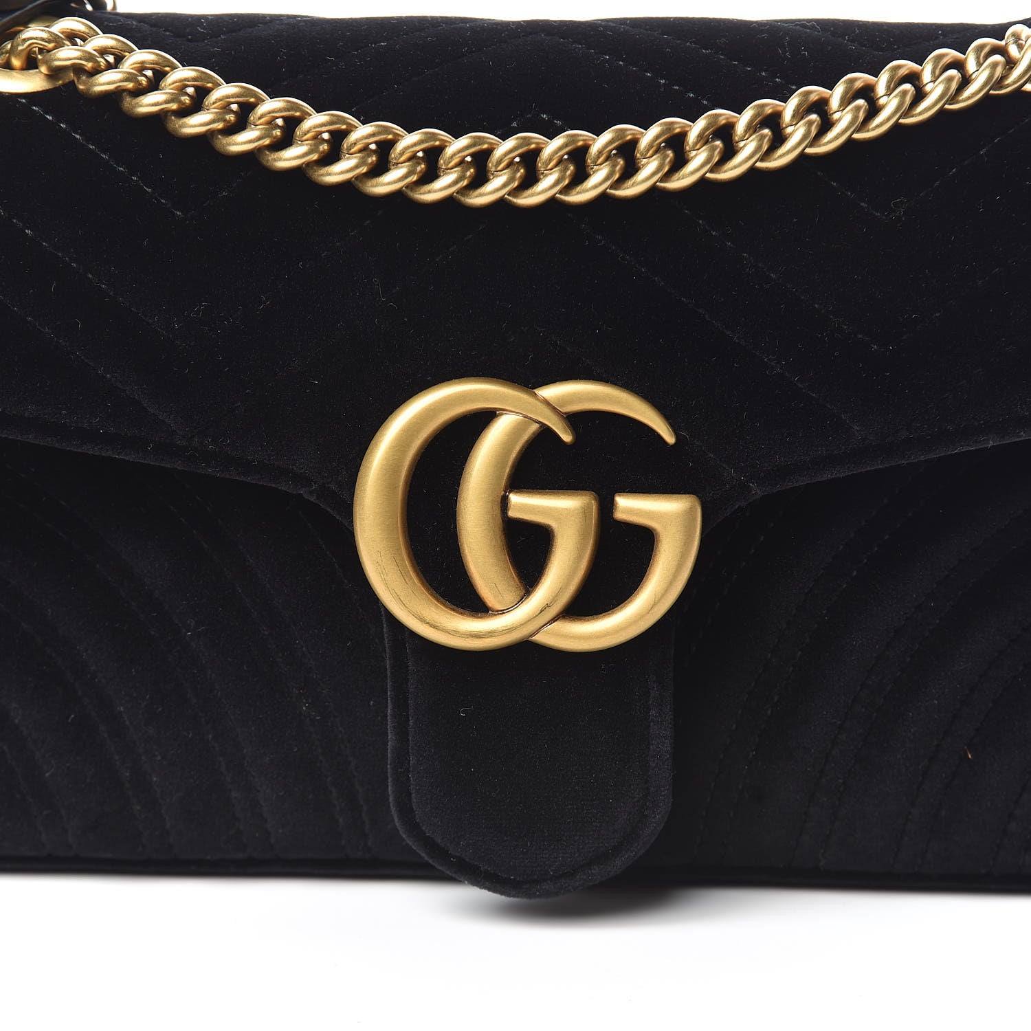 Gucci Velvet Matelasse Small GG Marmont Shoulder Bag Black 10 of 10
