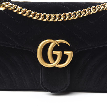 Gucci Velvet Matelasse Small GG Marmont Shoulder Bag Black 10 of 10