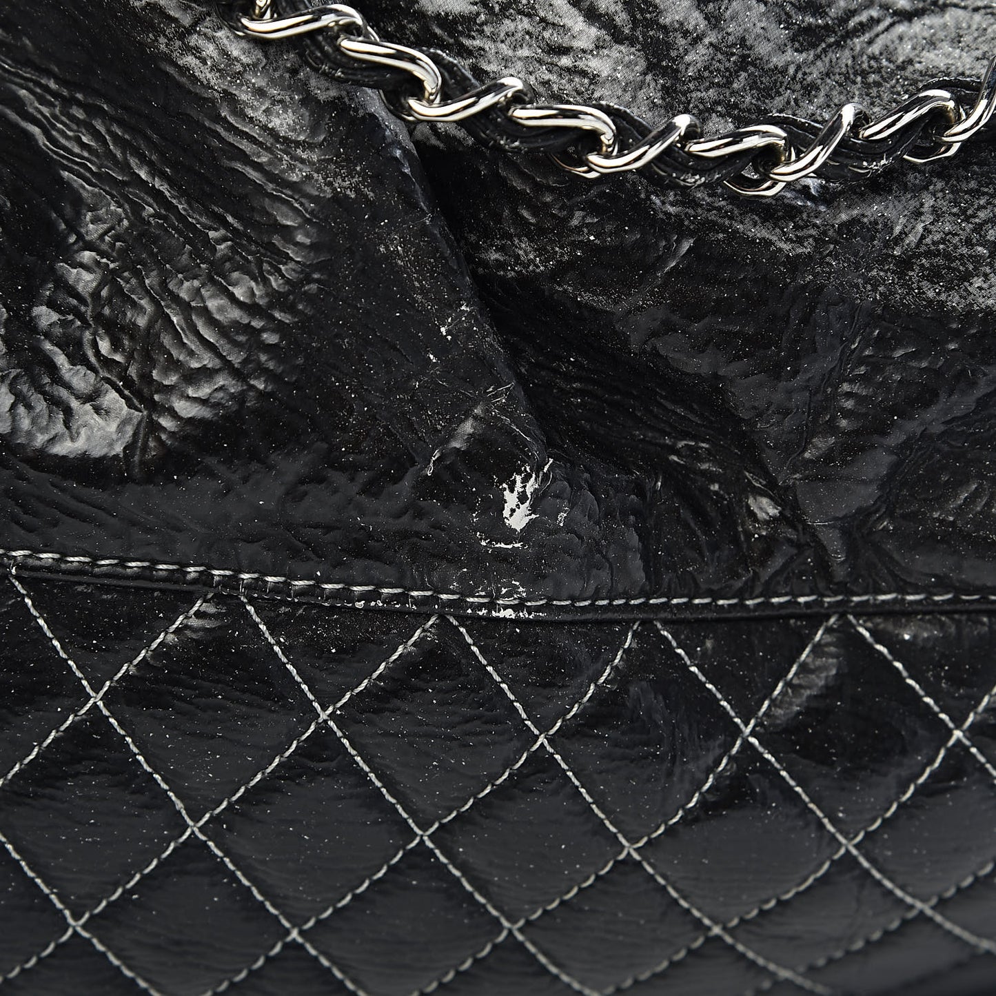 Vinyl Quilted Melrose Degrade Tote Black
