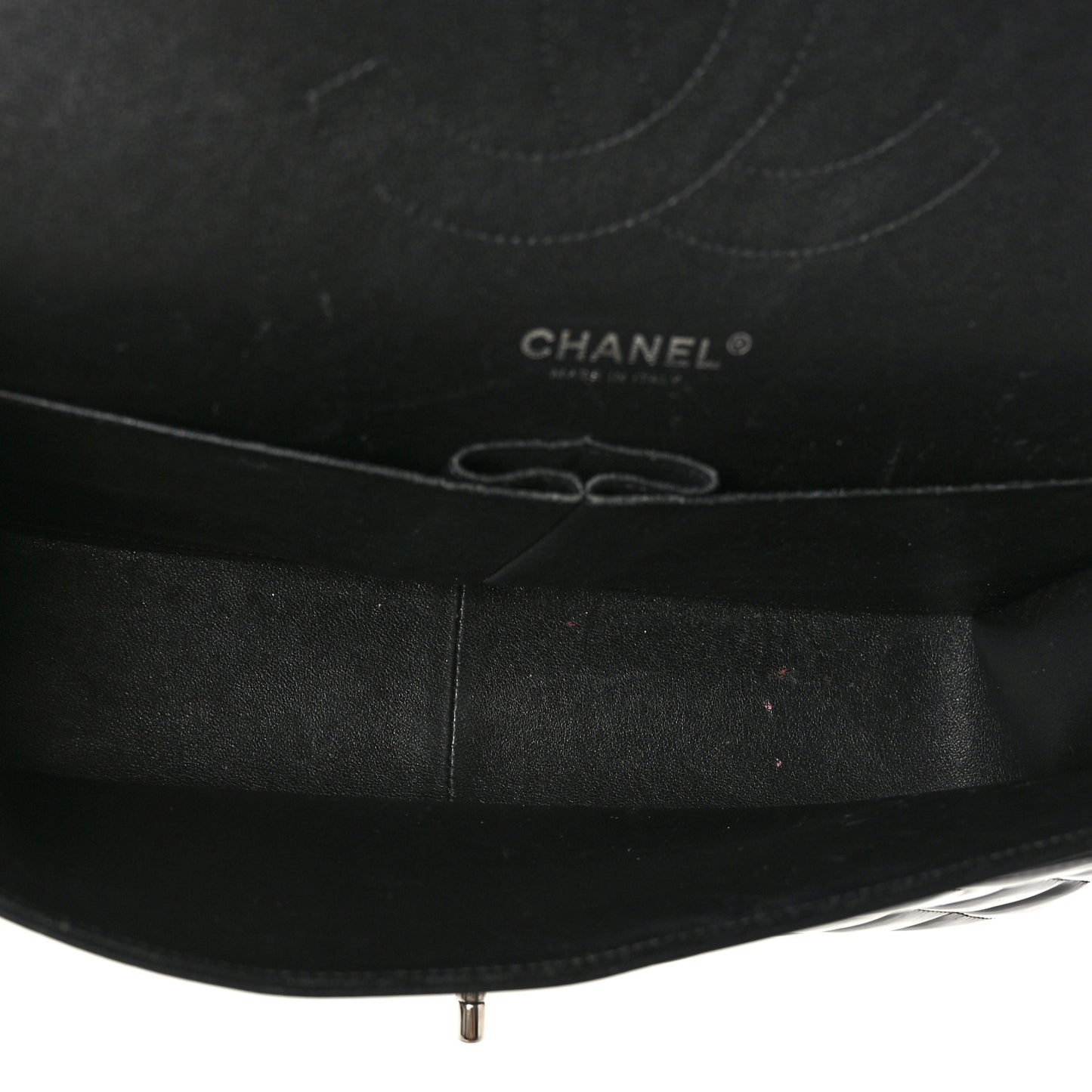 Patent Quilted Jumbo Double Flap Black