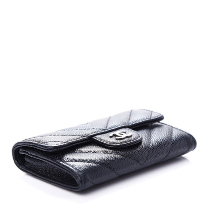 Chanel Caviar Chevron Quilted Flap Card Holder Black 4 of 9