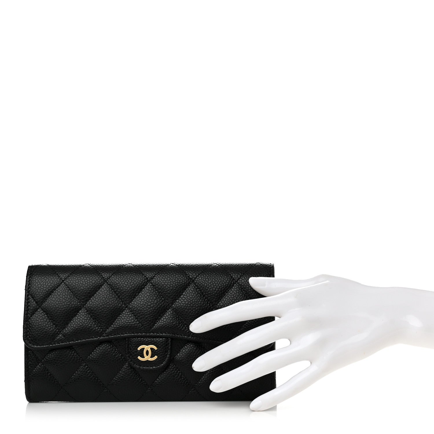 Chanel Caviar Quilted Large Gusset Flap Wallet Black 3 of 7