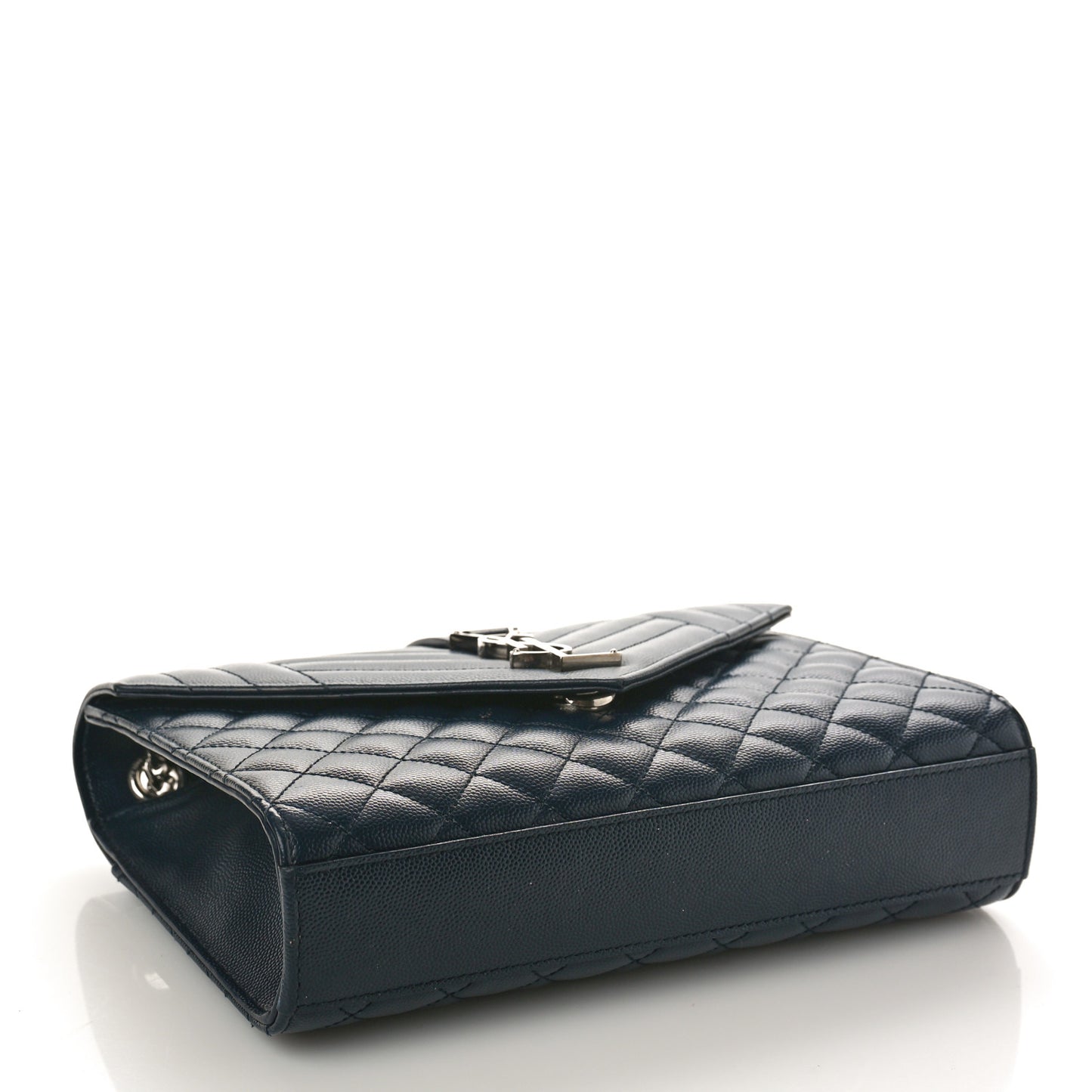 Grain De Poudre Textured Mixed Matelasse Triquilt Medium Monogram Satchel Deep Marine