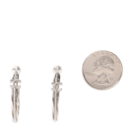 Chanel CC Twist Hoop Earrings Silver 2 of 6