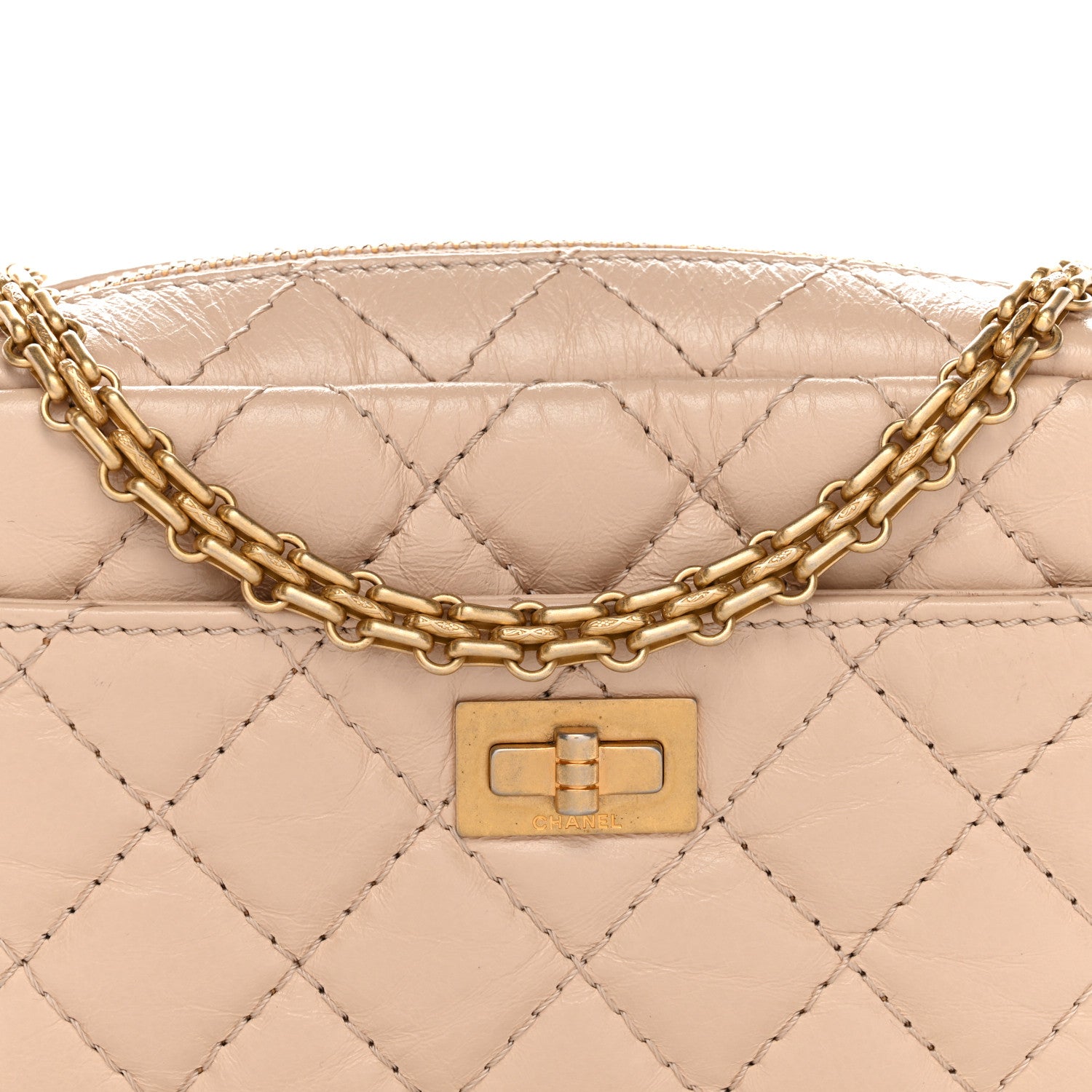 Chanel Aged Calfskin Quilted Mini Reissue Camera Case Beige Clair 8 of 11