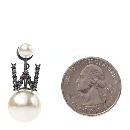 Christian Dior Crystal Pearl My ABCDior W Tribale Earring Black Silver 2 of 4