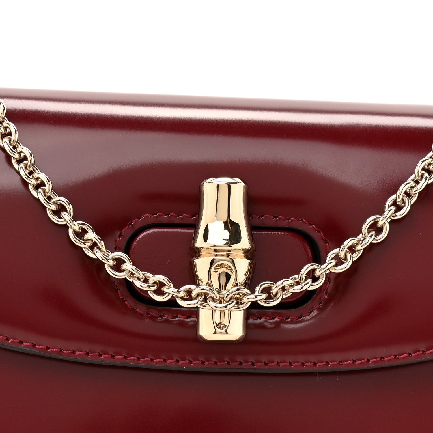 Gucci Shiny Calfskin Small Bamboo Night Bag Rosso Ancora 8 of 12