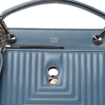Fendi Shiny Nappa Trapuntata Small DotCom Click Top Handle Chain Satchel Blue 10 of 10