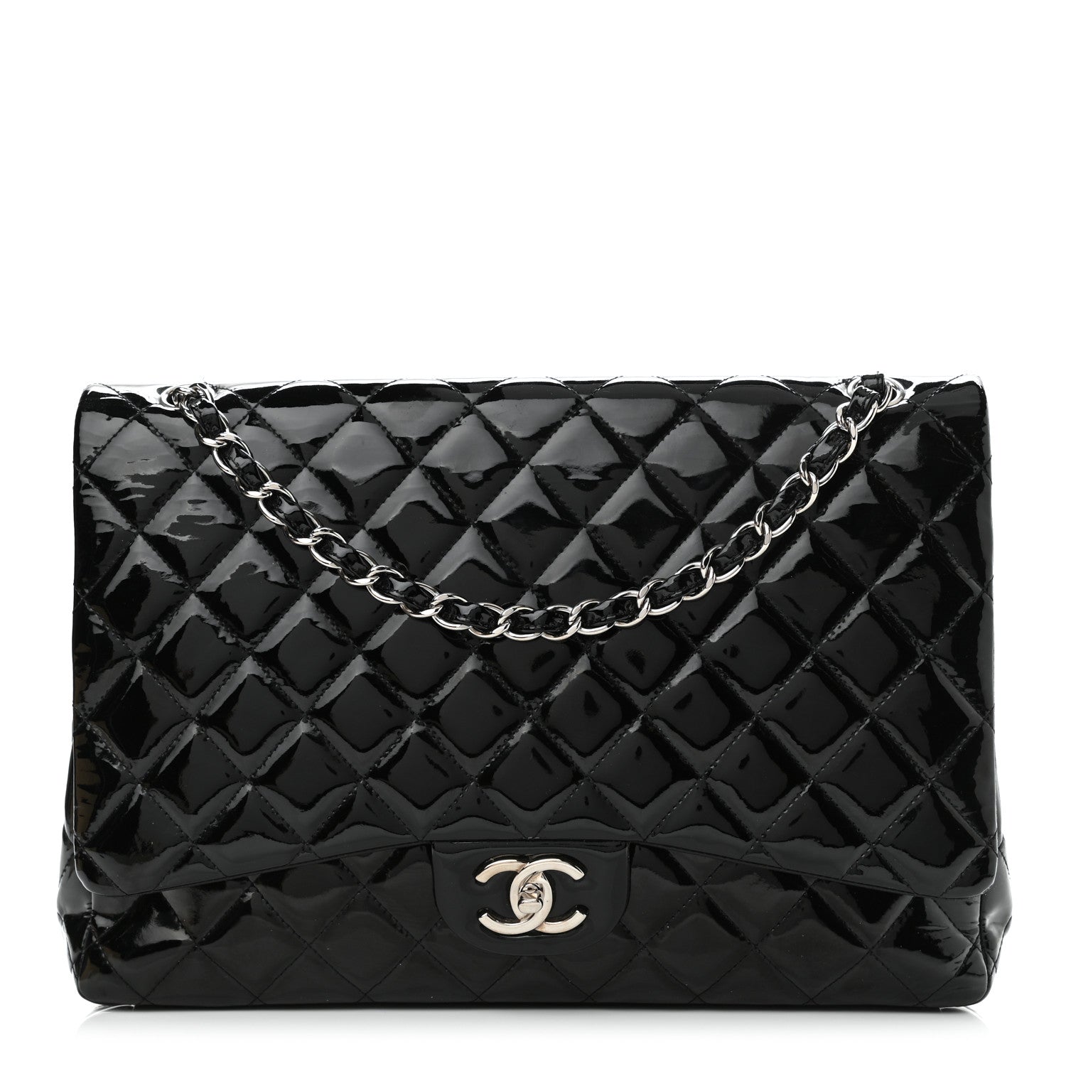 Chanel Patent Quilted Maxi Double Flap Black 1 of 11