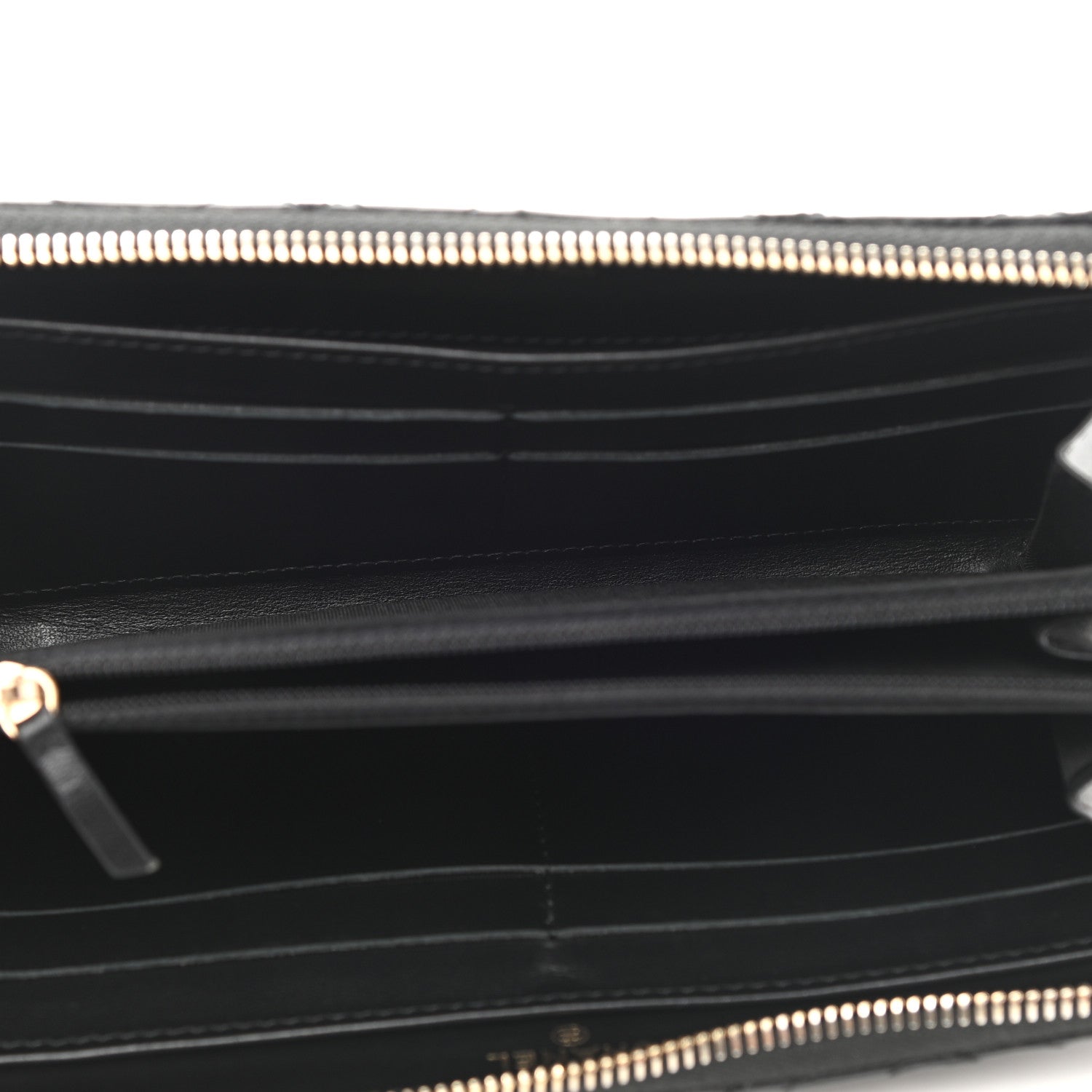 Chanel Lambskin Camellia Embossed Large Zip Around Gusset Wallet Black 5 of 10