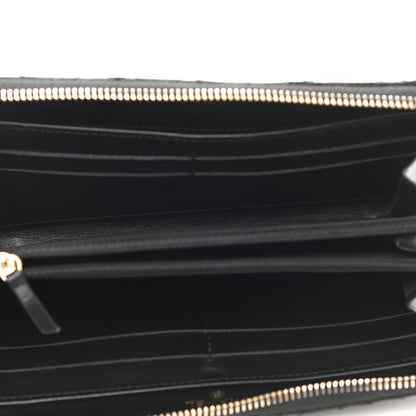 Chanel Lambskin Camellia Embossed Large Zip Around Gusset Wallet Black 5 of 10