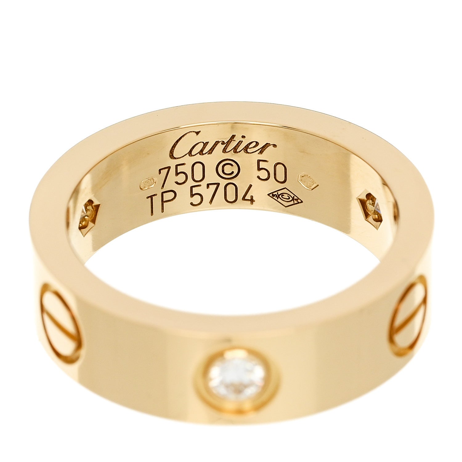 Cartier 18K Yellow Gold 3 Diamond 5.5mm LOVE Ring 50 5.25 4 of 4