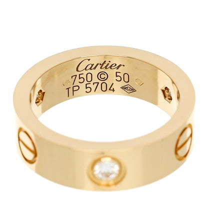 Cartier 18K Yellow Gold 3 Diamond 5.5mm LOVE Ring 50 5.25 4 of 4
