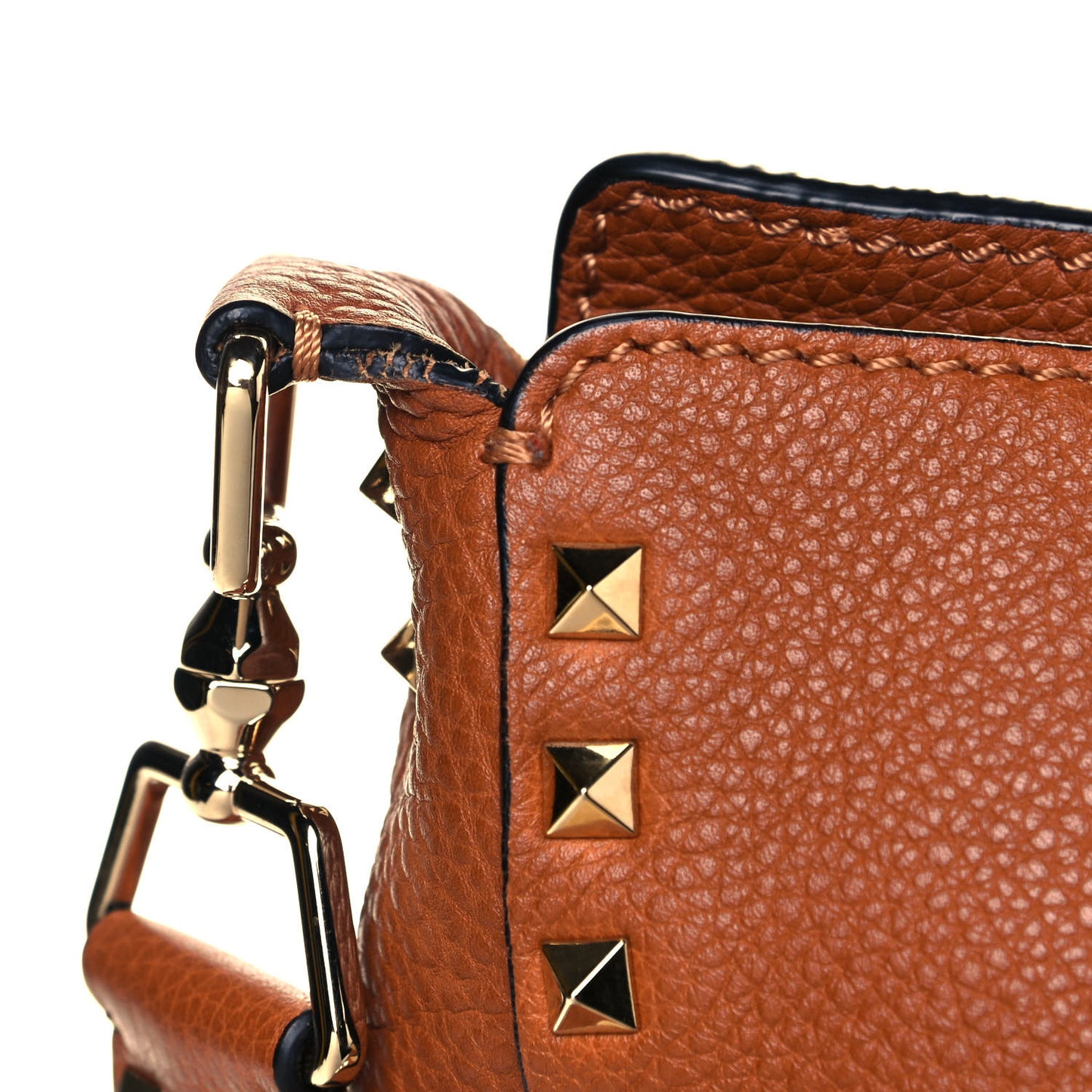 Pebbled Calfskin Large Rockstud Flip-Lock Messenger Bag Light Cuir