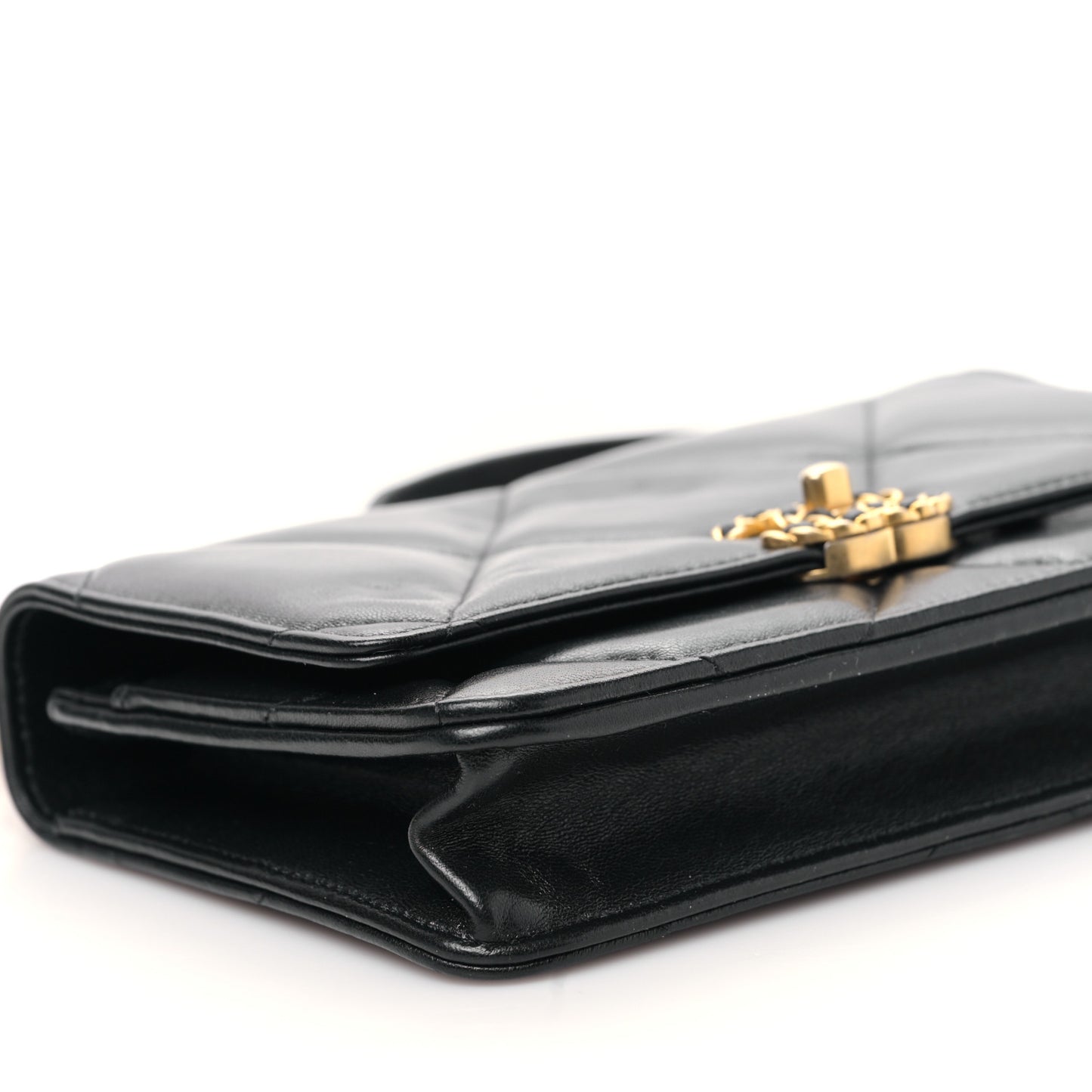 Lambskin Quilted Chanel 19 Wallet On Chain WOC Black
