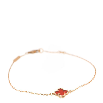 Van Cleef & Arpels 18K Rose Gold Carnelian Sweet Alhambra Bracelet 1 of 8