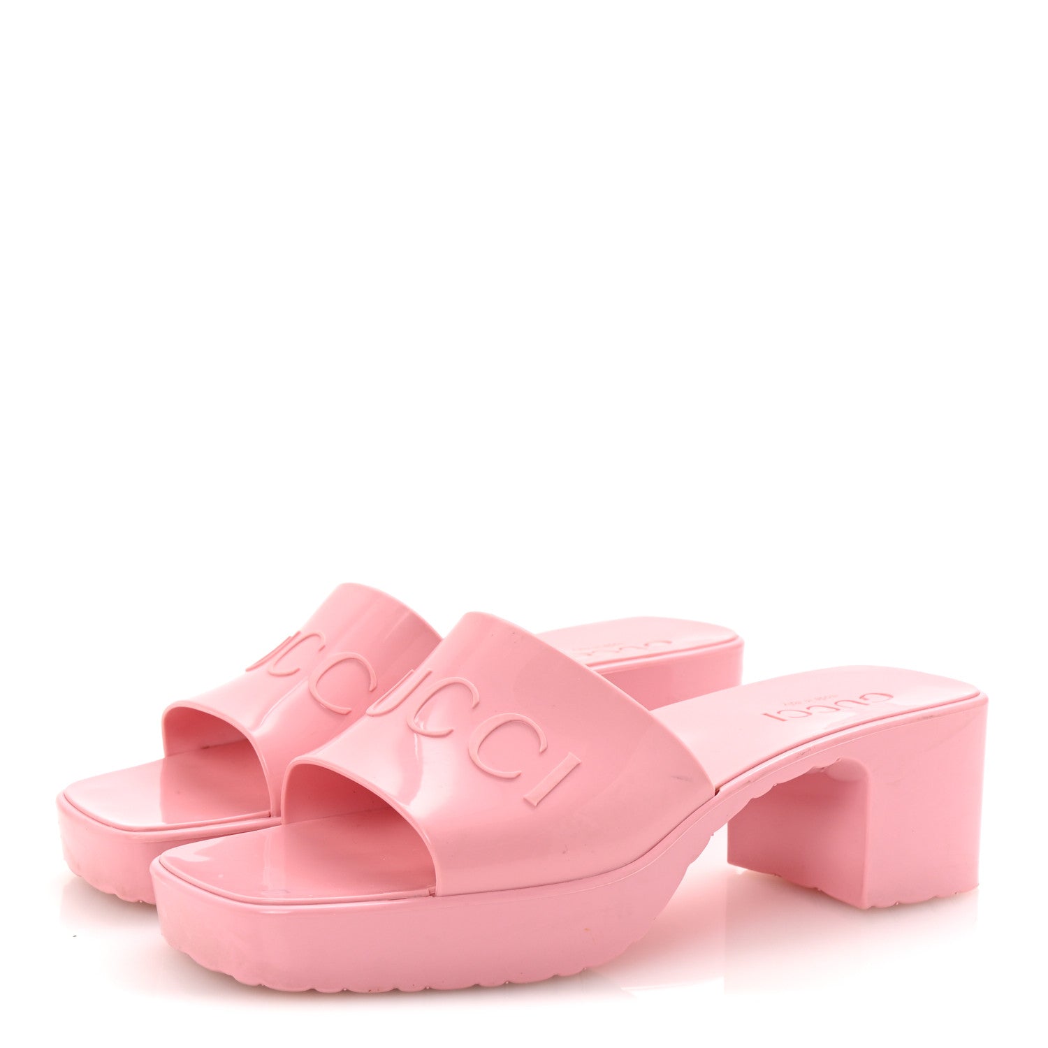 Gucci Rubber Gucci Logo Womens Platform 20/60mm Slide Sandals 35 Wild Rose 4 of 9