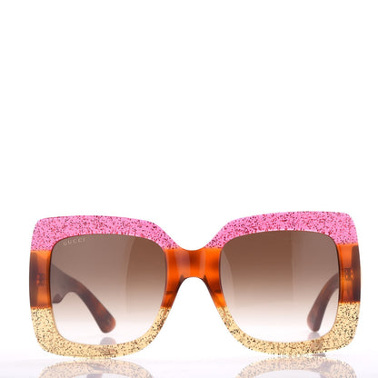 Gucci Square Frame GG0083S Sunglasses Glitter Pink Multi 2 of 10
