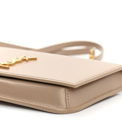 Saint Laurent Smooth Calfskin Monogram Phone Holder Crossbody Dark Beige 9 of 10