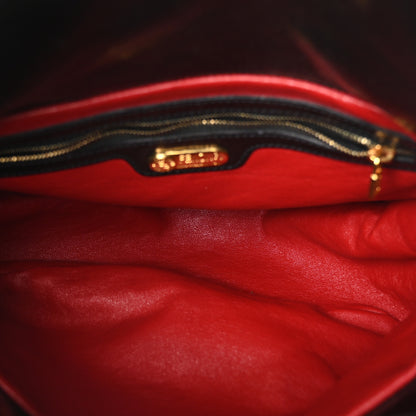 Fendi Sequin Lizard Baguette Black Red 5 of 9