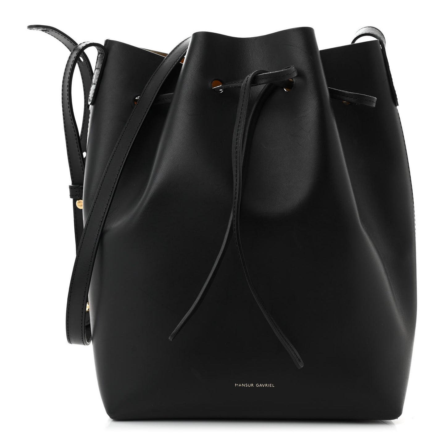 Vegetable Tanned Calfskin Bucket Bag Black Oro