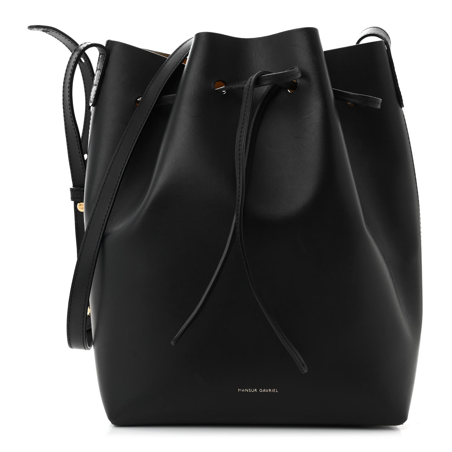 Mansur Gavriel Vegetable Tanned Calfskin Bucket Bag Black Oro 1 of 10