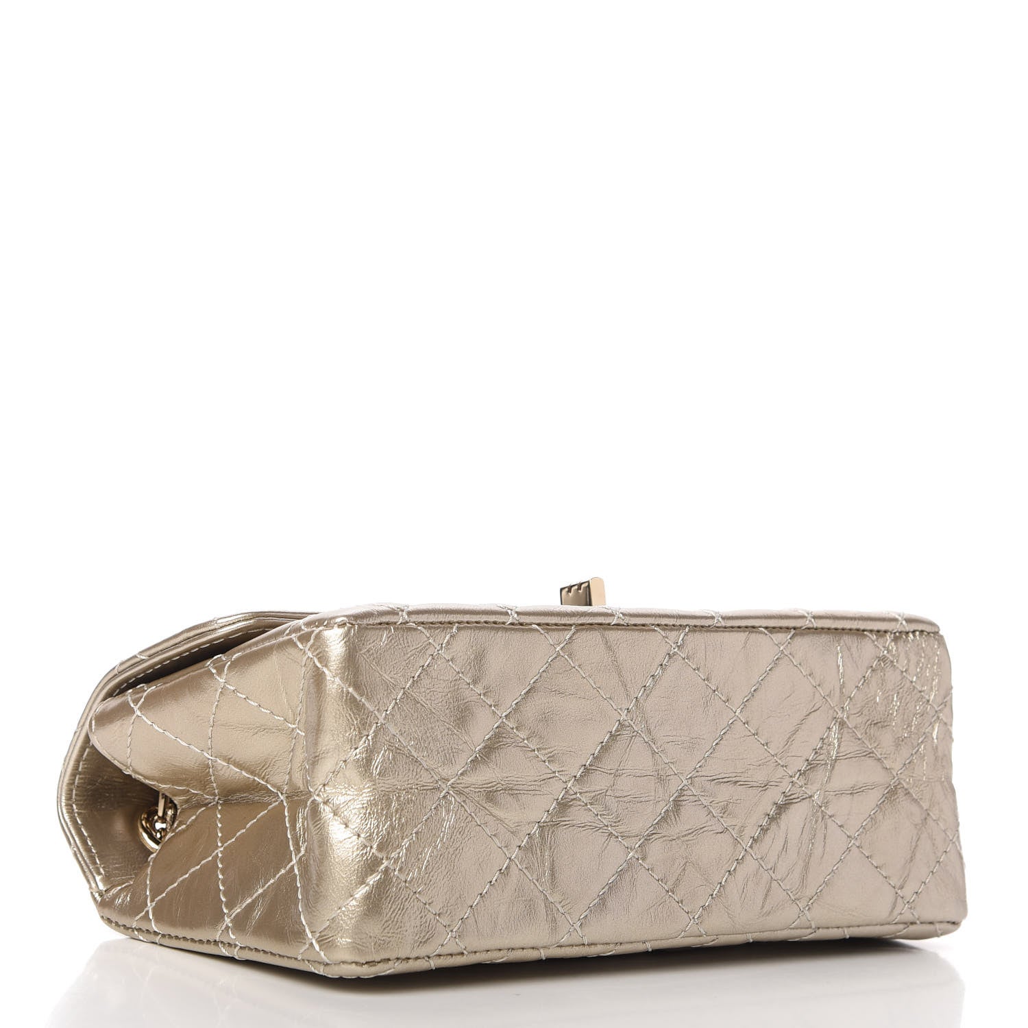 Chanel Metallic Aged Calfskin Quilted 2.55 Reissue Mini Flap Light Gold 4 of 10
